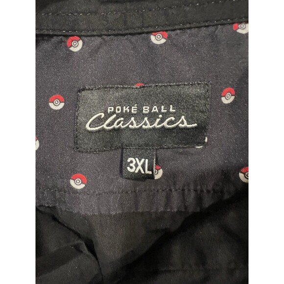 Poké Ball Classics Fitted Black long sleeve Button Down Dress Shirt Size 3XL - Picture 9 of 10